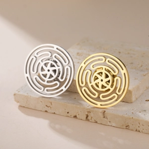 Minimalist hollow angel windmill brooches in gold and silver finish on stone
