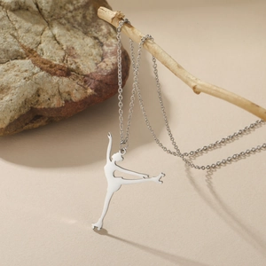 Elegante Eiskunstlauf-Halskette aus Edelstahl mit minimalistischem Anhänger