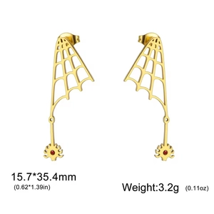 Orecchini ragnatela in acciaio inossidabile 304 con zircone rosso stile gotico