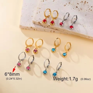 12-color birthstone drop earrings with gold and silver alloy hoops for DIY jewelry sets