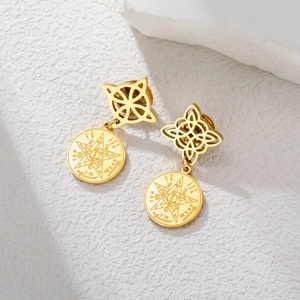 Spilla Pentagramma Nodo della Strega in Acciaio Inossidabile 304 per Uomo Donna Gotico Mistico Tetragrammaton Nodo Celtico Gioielli