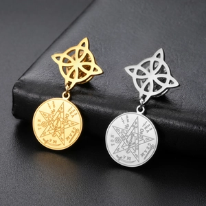 Spille in acciaio inossidabile con nodo celtico e pentagramma in oro e argento