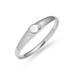 Polierter silberner Edelstahl-Armreif mit Scharnier und minimalistischem Design