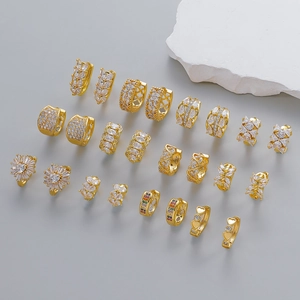 Niche Ontwerp Zirkoon Creolen Voor Vrouwen Koper Verguld Hart Bloem Waterdruppel Oorbellen Met 925 Zilver Stift