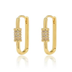 Elegante goldene geometrische Ohrringe mit rechteckigem Design und Zirkon-Inlay