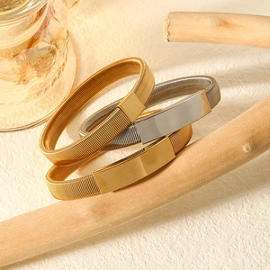 Minimalista Acciaio Inossidabile Estensibile Molla Bracciale per Donna Moda Elastico Braccialetto Metallo ID Piastra Gioielli Regalo