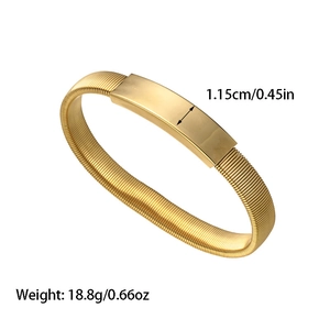 Bracciale rigido in acciaio inossidabile dorato lucido stile a molla per donna