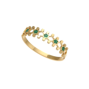 Vintage geometrische goudvergulde titaniumstalen armband met groene acryl inleg