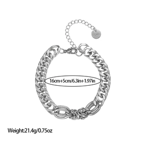 Bracciale a catena spessa in acciaio inossidabile da donna placcato oro 18k lungo 16+5 cm