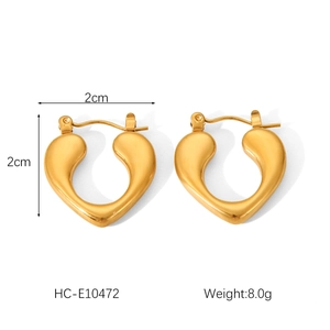 Herzförmige goldene Edelstahl-Ohrringe im polierten Design mit 2cm Abmessung