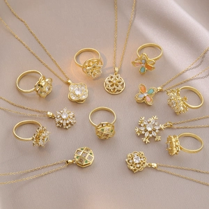 Lussuosa Collana Con Ciondolo a Fiocco di Neve Fiore Per Donna Zirconia Micro Intarsiata Acciaio Inossidabile Lega Oro Gioielli Regalo