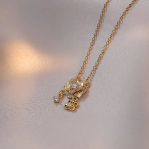 Collier Pendentif Fleur Acier Titane Plaqué Or Rose Incrustation De Zircon Bijoux De Mode Élégants Pour Femmes