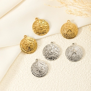 Goldene und silberne Titanstahl-Anhänger mit Sonne und Stern Prägung für DIY-Schmuck