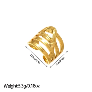 Detailed view of the 18k gold-plated snake-shaped steel ring with weight and size metrics