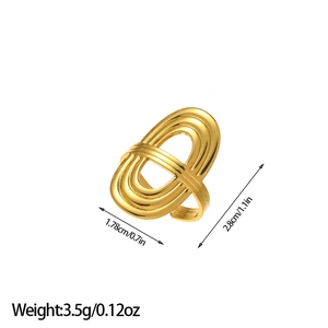 Minimalist double layer snake shaped 18k gold plated stainless steel ring with open design