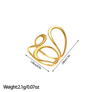 Detailed dimension view of gold hollow streamline ring with weight and size measurements
