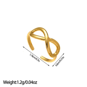 Tableau de taille détaillé montrant la largeur et le diamètre de la bague dorée infinie