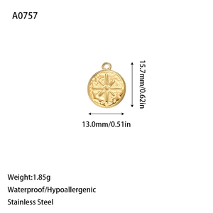 Detail view of 18K gold plated stainless steel star pendant with hammered texture finish