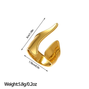 Detailed view of layered 18k gold snake ring with size measurements and weight info