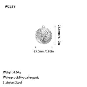 Technische Ansicht der Maße des runden Blumenanhängers von 28,5 mm x 25,0 mm und 4,56 g