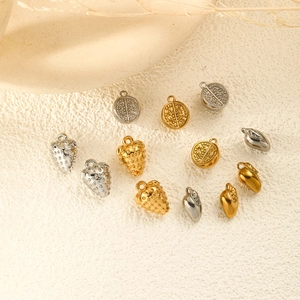 Polished gold and silver stainless steel fruit charms for DIY necklace making
