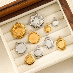 DIY Titanium Staal Roestvrij Staal Rond Ovaal Hanger Bezel Instellingen Voor Sieraden Maken Ketting Bevindingen Waterdicht Hypoallergeen Charms
