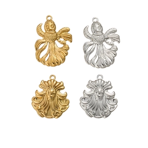 Colgantes de acero inoxidable cara fantasma y pez en oro y plata