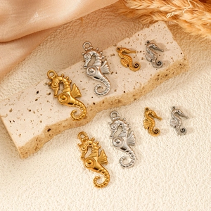 Ensemble de pendentifs hippocampe en acier inoxydable or 18K et argent pour bijoux DIY