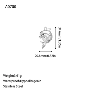 Pendentif dauphin en acier inoxydable avec dimensions 34,6x20,8mm et poids 3,61g