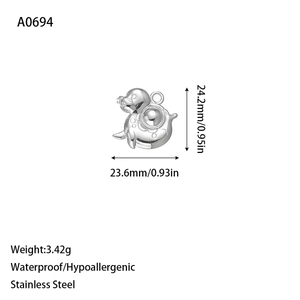 Pendentif morse en acier inoxydable avec dimensions de 24,2 mm de haut et 23,6 mm de large