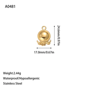 Détails du pendentif pieuvre plaqué or 18 carats avec dimensions 24,6mm x 17,0mm