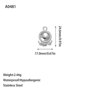 Pendentif marin en acier inoxydable poli dimensions 24,6x17mm avec finition miroir