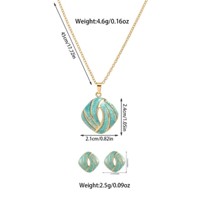 Detailed view showing dimensions and weight of titanium jewelry set with enamel