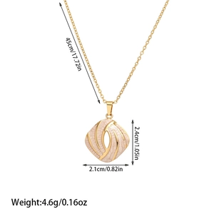 Detailed size specifications of titanium steel necklace with gold enamel rhombus pendant
