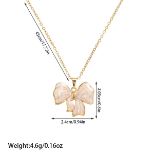 Detailed size specifications for pink bow pendant necklace in gold plated titanium steel