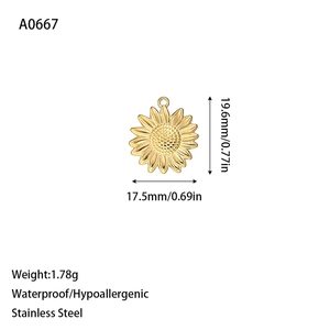 Wasserdichter Sonnenblumen-Anhänger aus 18K vergoldetem Edelstahl für Schmuck