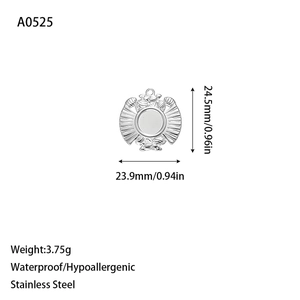 Zilveren roestvrijstalen ronde waaier hanger met specificaties van 24,5 mm groot