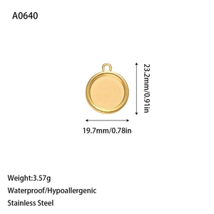 Gouden roestvrijstalen ronde hanger basis voor DIY sieraden 23,2mm x 19,7mm