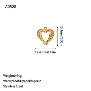 Golden heart pendant with lava texture made of hypoallergenic stainless steel