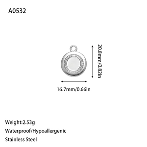 Waterdichte hypoallergene roestvrijstalen ronde hanger met textuurrand voor DIY-sieraden