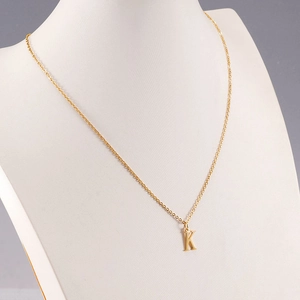 Minimalist 18K gold-plated stainless steel necklace with capital letter K pendant