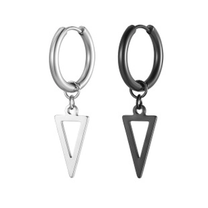 Detailed comparison of rectangular stainless steel hoop earrings in silver and black colors