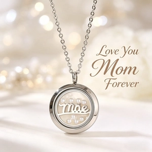 Elegant stainless steel round locket necklace with pearls for Mother's Day gift