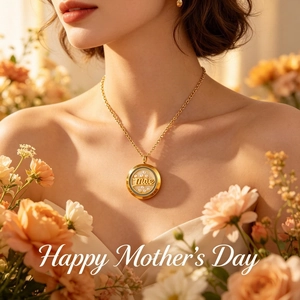 Premium gold stainless steel locket necklace with pearls for Mother's Day gift