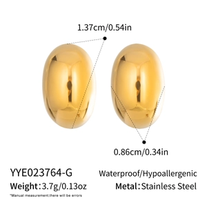 Detailed dimensions and material specs of gold bean stainless steel stud earrings