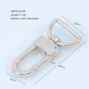 Detail of 18k gold plated stainless steel lobster clasp with precise size measurements