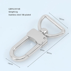 Detailed view of 18k gold plated stainless steel spring hook with size measurements