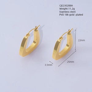 Specifiche dettagliate degli orecchini a U dorati con dimensioni 22x25x3.5mm e peso di 11,2g