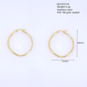 Detailed size specifications of 18K gold-plated irregular stainless steel hoop earrings