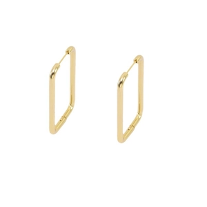 Elegant gold rectangular hoop earrings with a minimalist geometric design for women